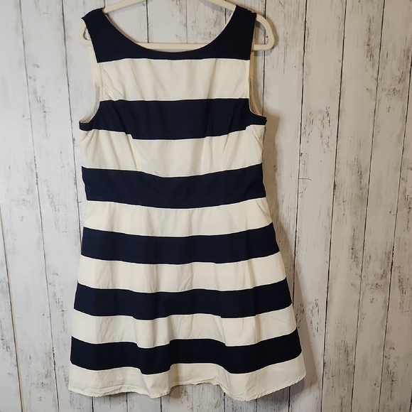 eshakti Dresses & Skirts - 🥳eShakti Cotton Dress with Navy and White Stripes XL